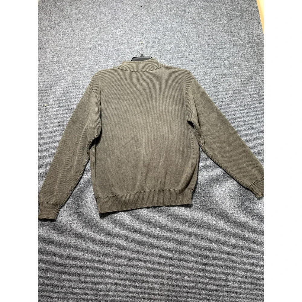 LL‎ Bean Quarter Zip Sweater Mens LG Gray Excellent Ribbed Cotton